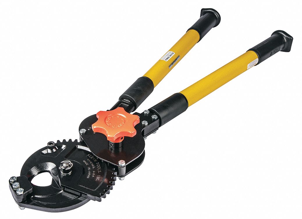 KLEIN TOOLS Ratchet Cable Cutter, Plastic, 28 in Overall Length, Shear
