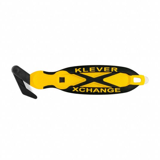 KLEVER, 7 in Overall Lg, Oval Handle, Hook-Style Safety Cutter