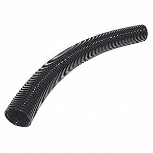 CORRUGATED LOOM TUBING, 5/16 IN SIZE, 25 FT OVERALL L, POLYAMIDE 6, BLACK