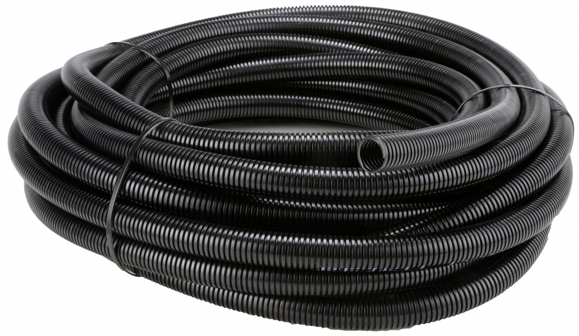 Corrugated Loom Tubing: 1/2 in Nominal Size, 45 ft Overall Lg, Polyamide 6, Black