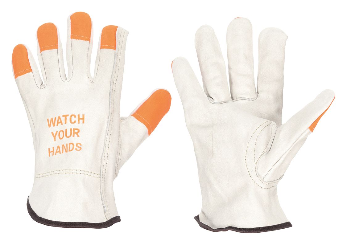 Leather Gloves: 2XL ( 11 ), Cowhide, Premium, Glove, Full Finger, Unlined, 1 PR