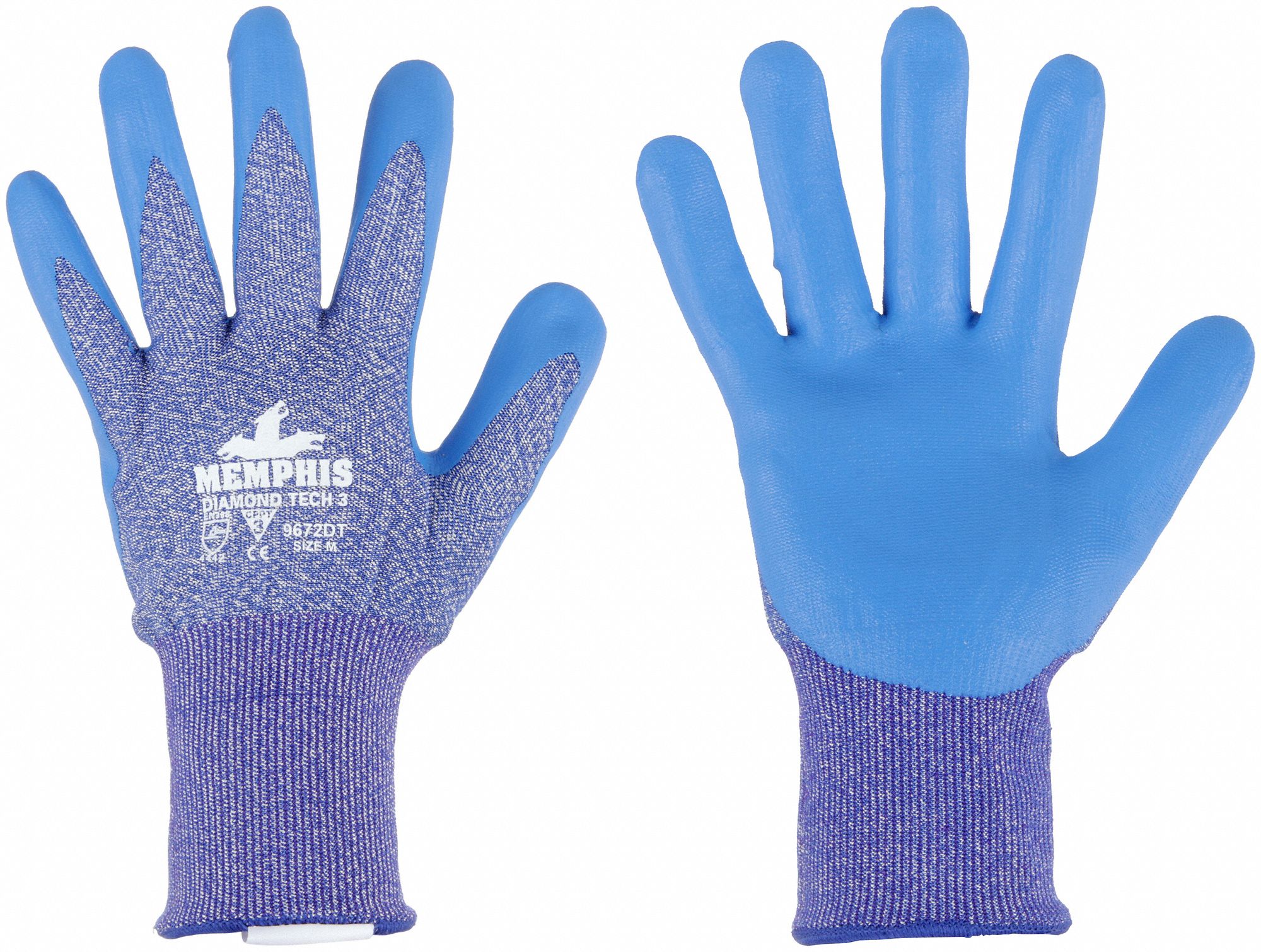 Coated Gloves: 2XL ( 11 ), ANSI Cut Level A3, Palm, Dipped, Smooth, 1 PR