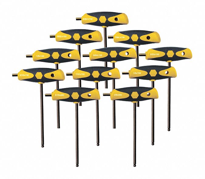 11 Pc Ball End Hex Inch Comfortgrip T-Ha