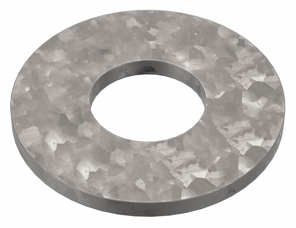 USS Washer: Case Hardened, Hot-Dipped Galvanized, Steel, 9/16 in Screw Sz, 0.625 in In Dia, 25 PK