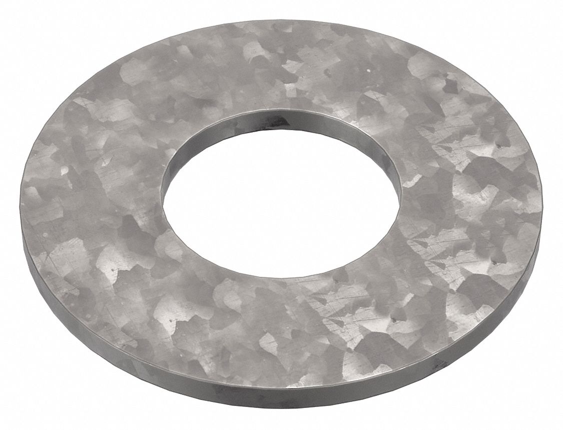 USS Washer: Case Hardened, Hot-Dipped Galvanized, Steel, 1 1/4 in Screw Sz, 1.375 in In Dia, 5 PK
