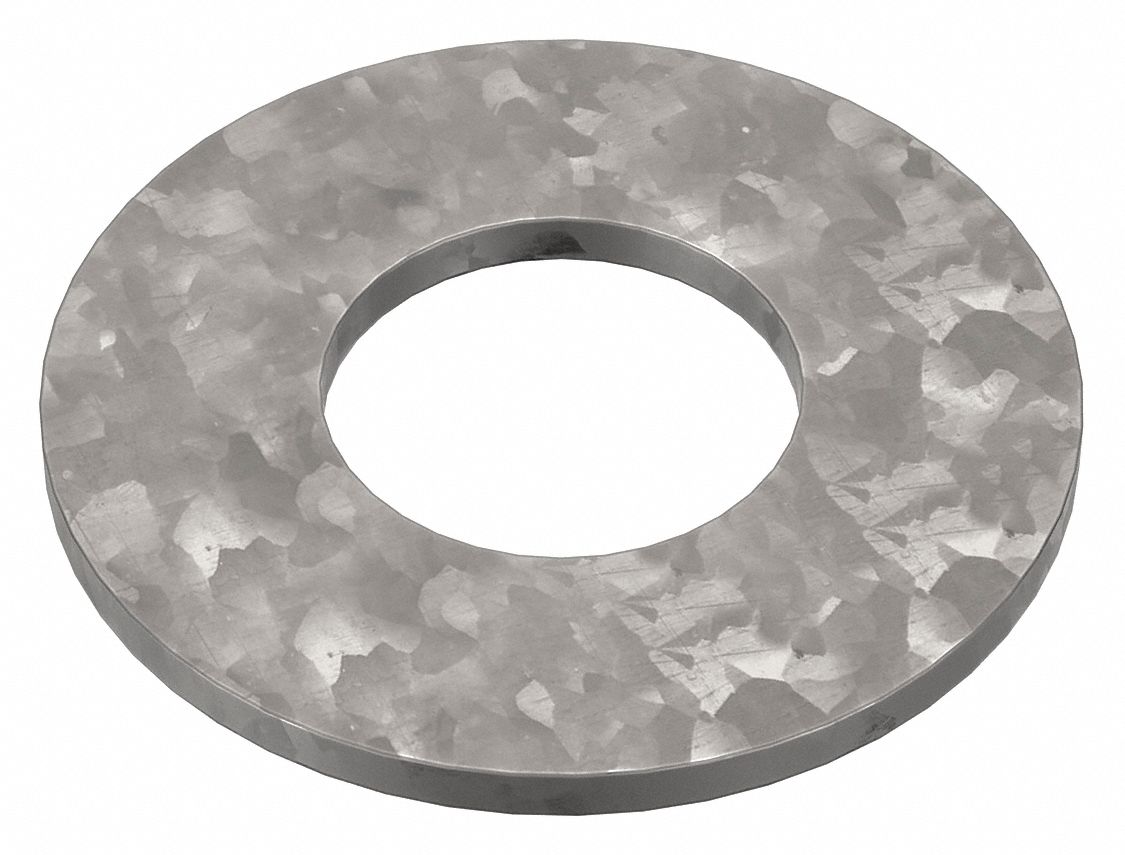 USS Washer: Case Hardened, Hot-Dipped Galvanized, Steel, 1 3/8 in Screw Sz, 1.5 in In Dia, 5 PK