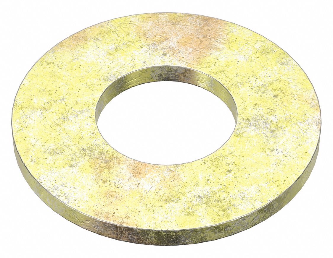 FLAT WASHER, FOR M3 SCREW, STEEL, 140HV, ZINC YELLOW, 3.2MM IN DIA, 7MM OD, 100 PK