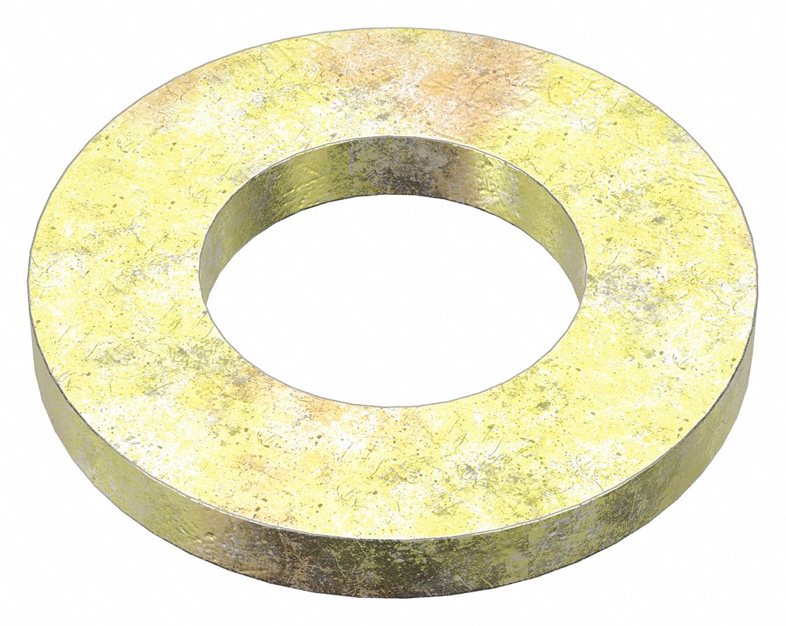 FLAT WASHER, FOR SCREW SIZE M7, STEEL, 140HV, ZINC YELLOW, 7.4MM IN DIA, 14MM OD, 100 PK