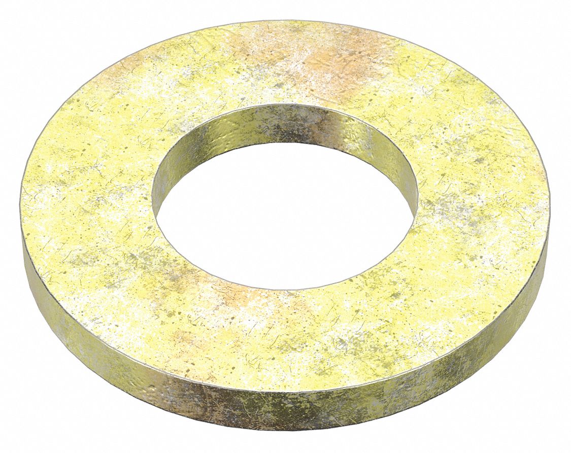 FLAT WASHER, FOR SCREW SIZE M11, STEEL, 140HV, ZINC YELLOW, 12MM IN DIA, 24MM OD, 50 PK