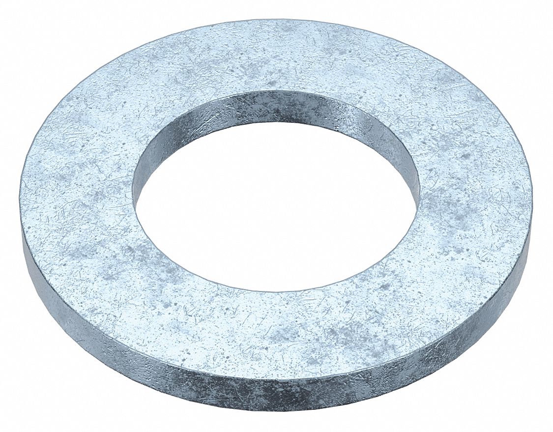 Flat Washer: Zinc Plated, Steel, M18 Screw Sz, 19.33 mm In Dia, 34 mm Out Dia, 25 PK
