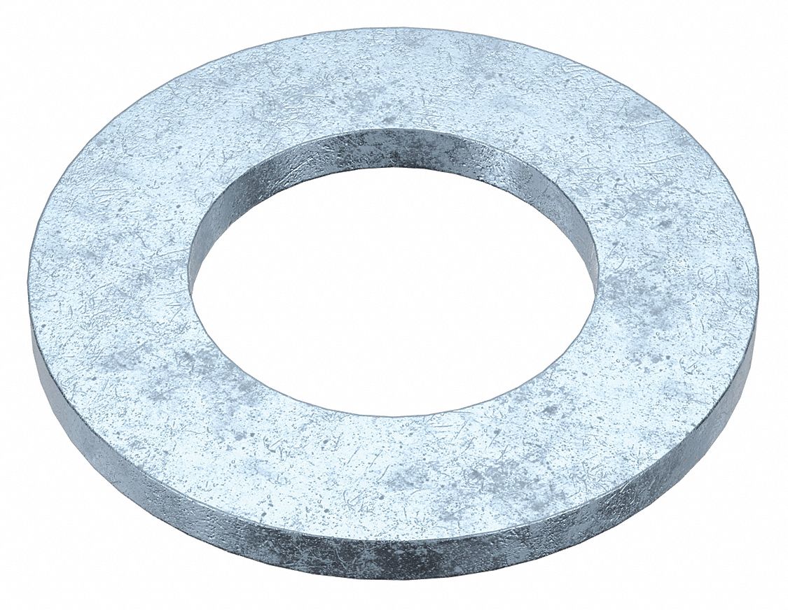 Flat Washer: Zinc Plated, Steel, M36 Screw Sz, 37.62 mm In Dia, 66 mm Out Dia, Std Flat Washer, 2 PK