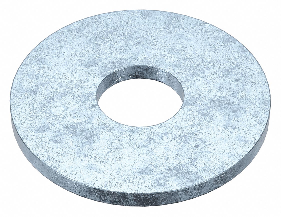 Large O.D. Oversized Washer: Case Hardened, Zinc Plated, Steel, M3.5 Screw Sz, 11 mm Out Dia, 100 PK