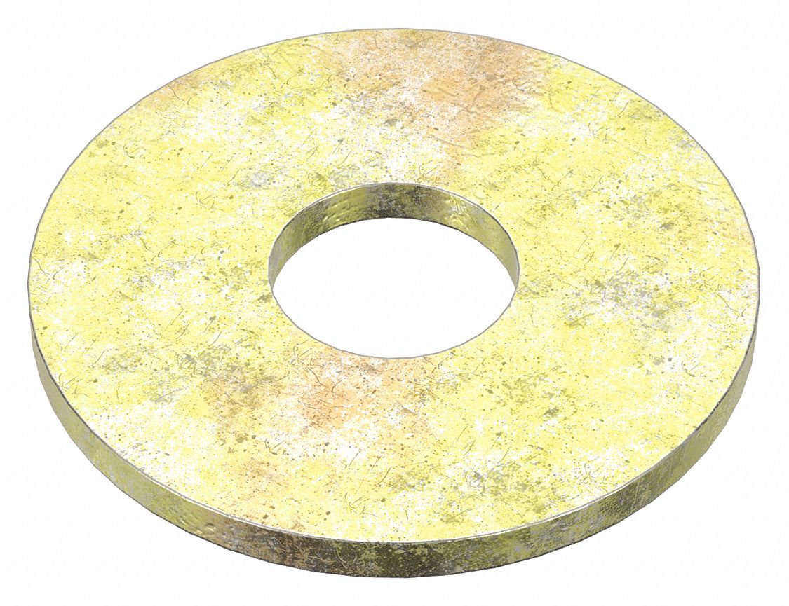 Large O.D. Oversized Washer: Case Hardened, Zinc Yellow, Steel, M14 Screw Sz, 15.27 mm In Dia, 50 PK