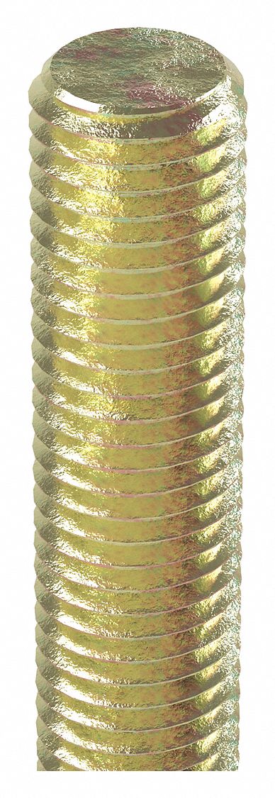 FULLY THREADED ROD, ½"-20 THREAD SIZE, STEEL, UNF, GRADE B7, ZINC YELLOW, 3 FT OVERALL L