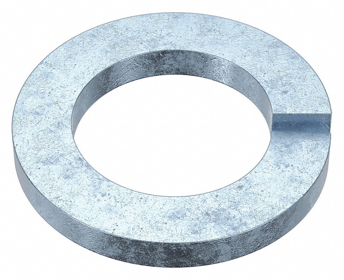 Split Lock Washer: Case Hardened, Zinc Plated, Steel, M22 Screw Sz, 23.5 mm Max. Inside Dia, 10 PK