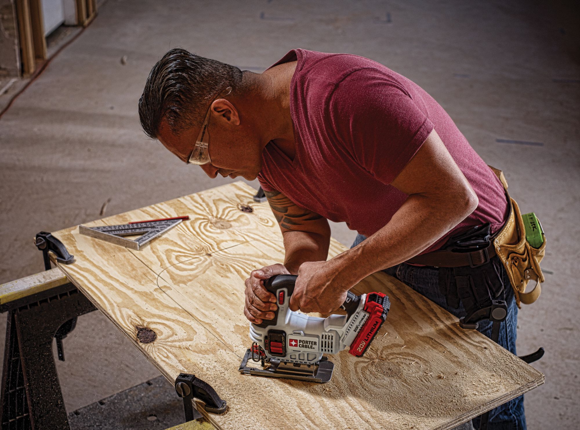 PORTER CABLE Jig Saw, 20V DC, Top Handle, Blade Shank Type TShank, UShank 25DT64PCC650B