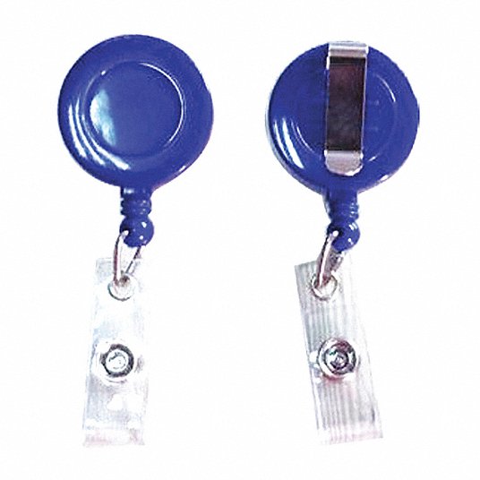 Badge Reel, Retractable/Clip, Blue,  PK10
