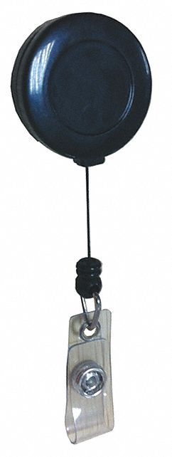 GRAINGER APPROVED 25DU69 Badge Reel Retractable w/Pin BLK,PK10 25DU69