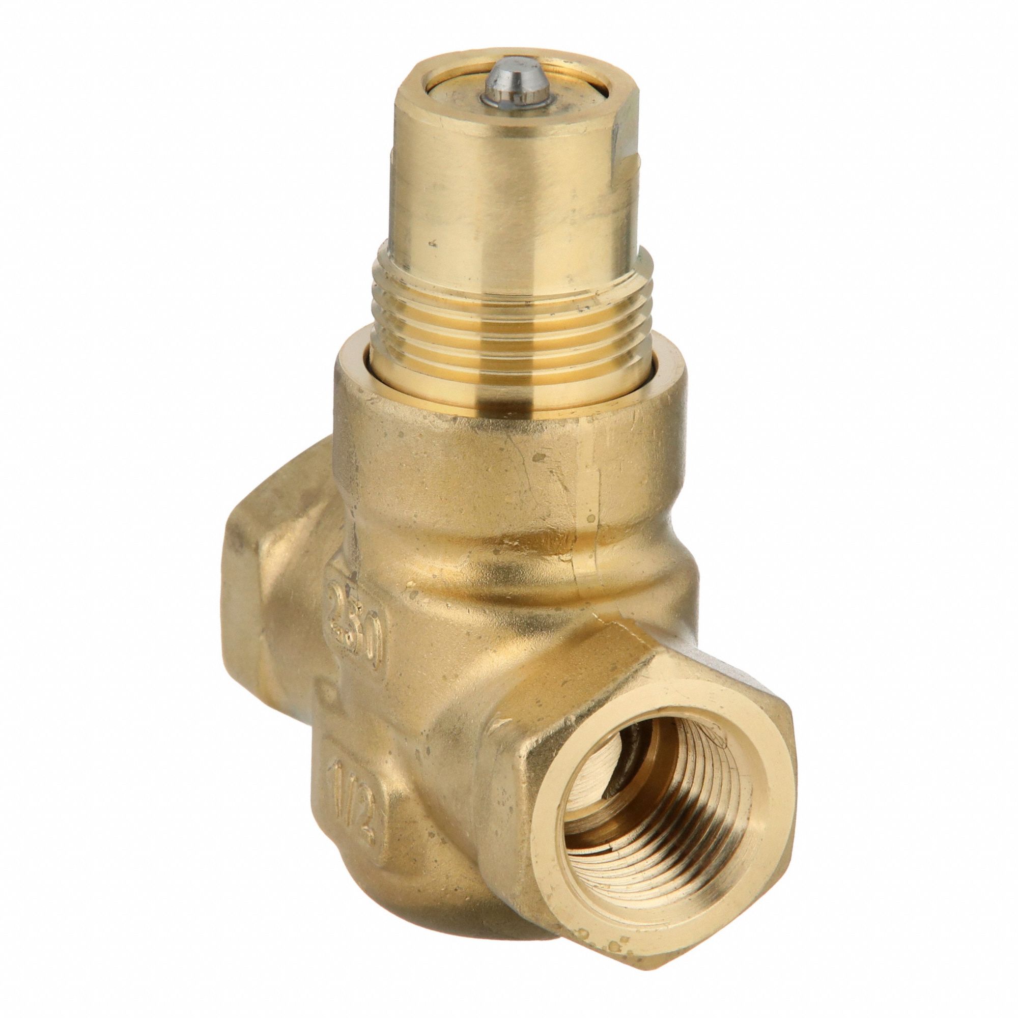 Hydronic Globe Valve: 2-Way, 0.4 CV Flow, 1/2 in Female NPT, Brass Body, Stainless Steel Stem, NO