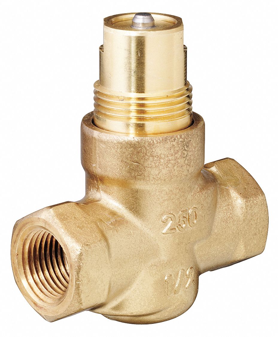 HYDRONIC GLOBE VALVE, 2-WAY, 1 CV FLOW, ½ IN FEMALE NPT, BRASS BODY, STAINLESS STEEL STEM