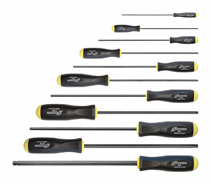 ENS TOURNEVIS HEX 5/64-3/8PO 11PCE