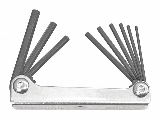 Set 9 Hex Metal Handle Fold-Up Tools