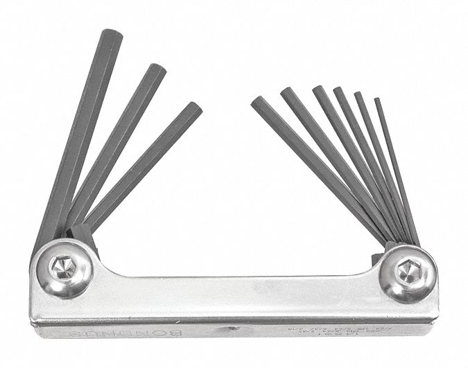 Set 9 Hex Metal Handle Fold-Up Tools
