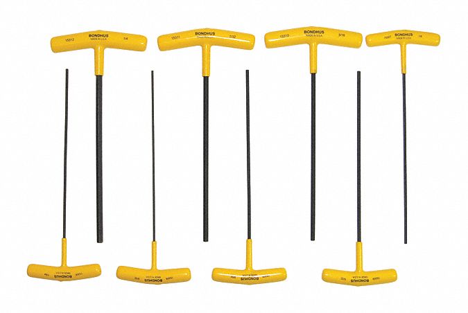 Set 8 Hex T-Handles 9 Length