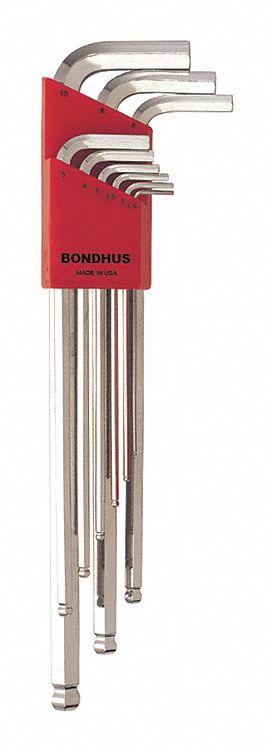 Set 9 Plated Ball End L-Wrenches Xl