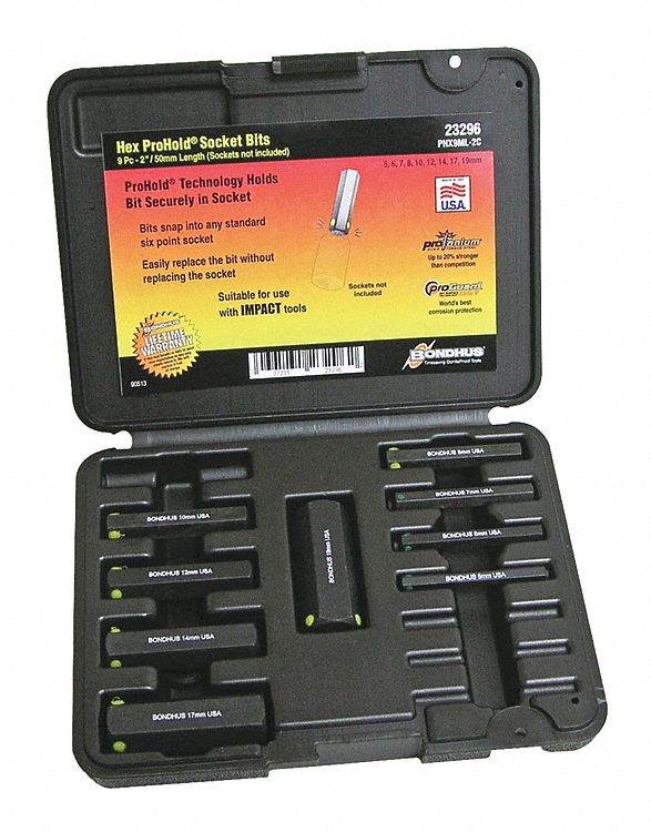 Set 9 Prohold Hex Bits 2In