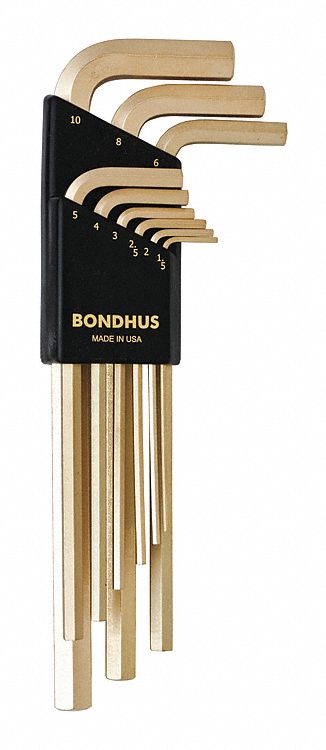 Set 9 Plated Hex L-Wrenches- Long