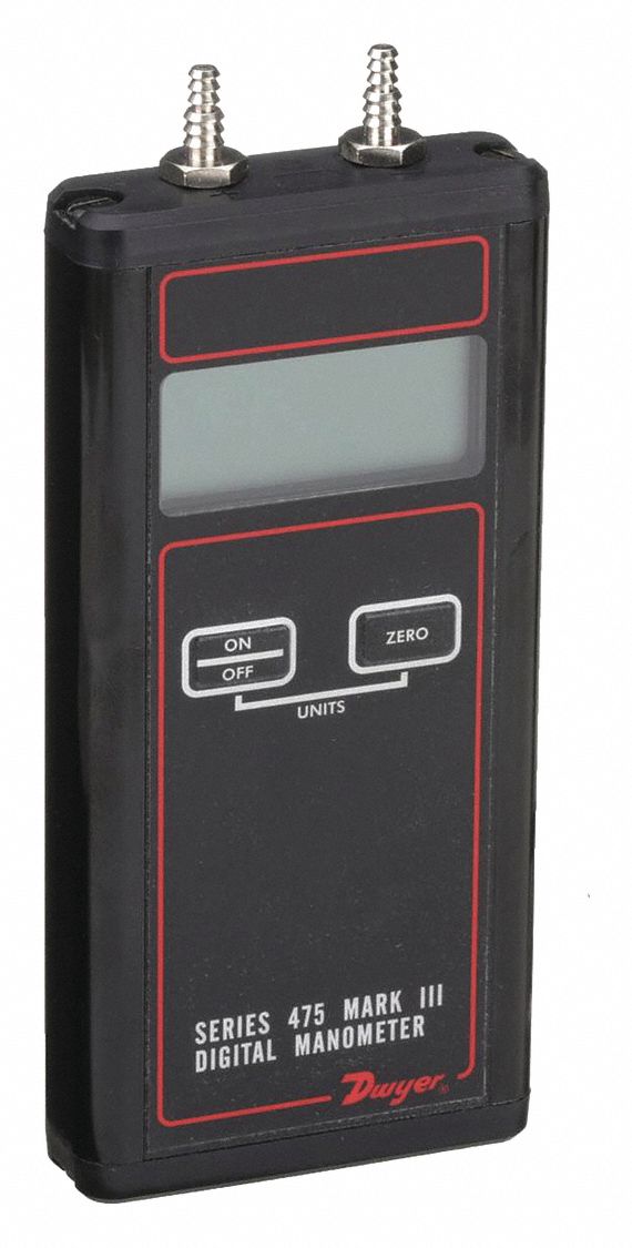 DWYER, 475000FM, 0 in wc to 1 in wc, Handheld Digital Manometer