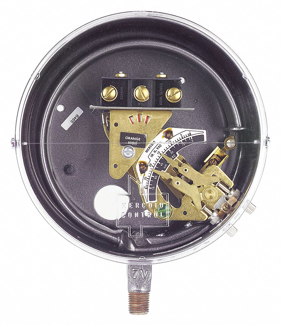 Pressure Switch: Adj, 5 psig to 150 psig, Conduit Box, SPST, NPT, 120V AC/240V AC/DC