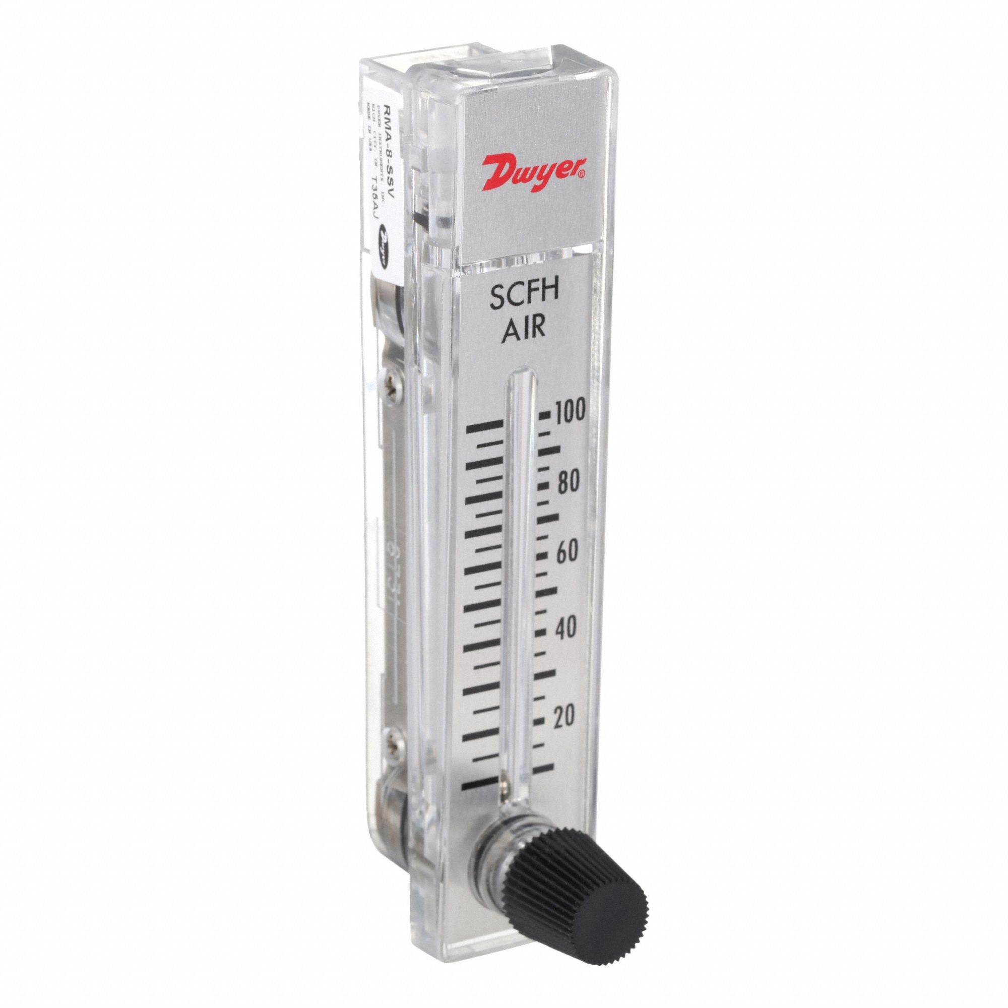 Flowmeter: Variable Area Flowmeter, Variable Area, Panel Mount, Vertical, Gallons/Liters, FNPT