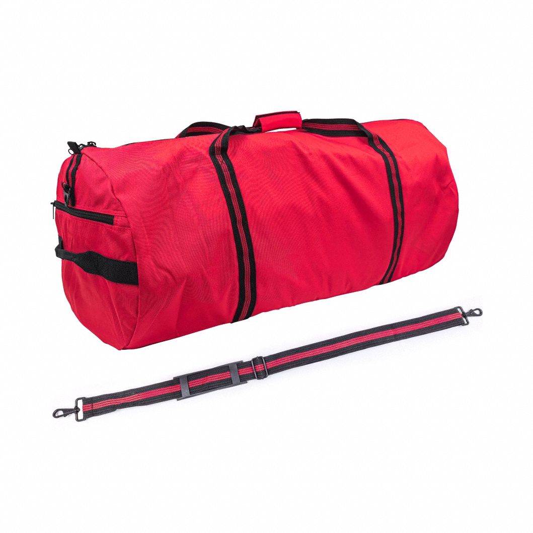 Duffel Bag: Red, Removable Shoulder Strap, Zipper, 15 in Overall Lg, 36 in Overall Wd