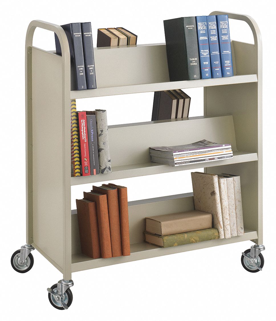 SAFCO, Sand, DoubleSided Book Cart,Steel 6 Shelf Cart 619M255357SA