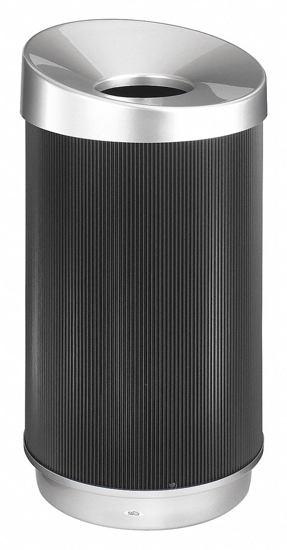 Trash Can, Round, 38 gal., Black
