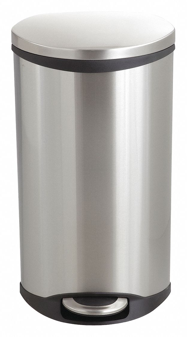 Wastebasket, Elliptical, 7-1/2 gal., Silver