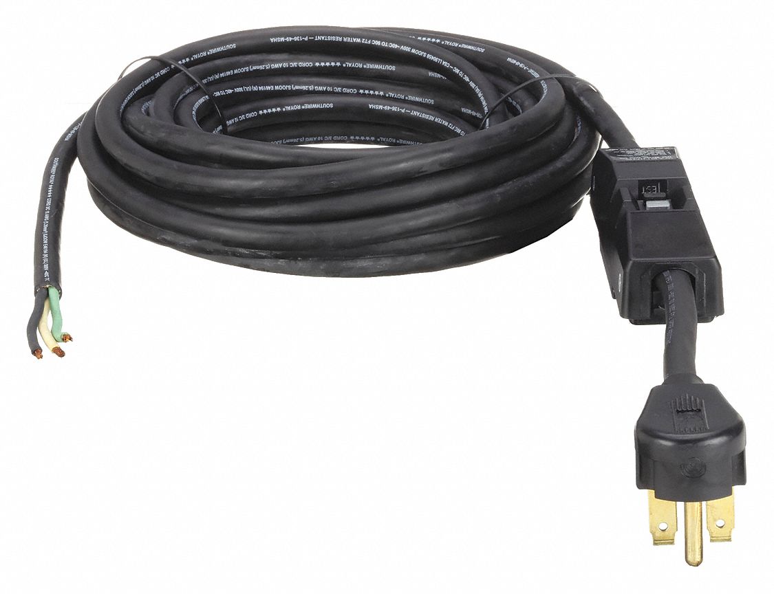 GFCI Cord: Mfr Part # 32-0334, Steel/Brass/Plastic/Rubber, 35 ft Overall Lg