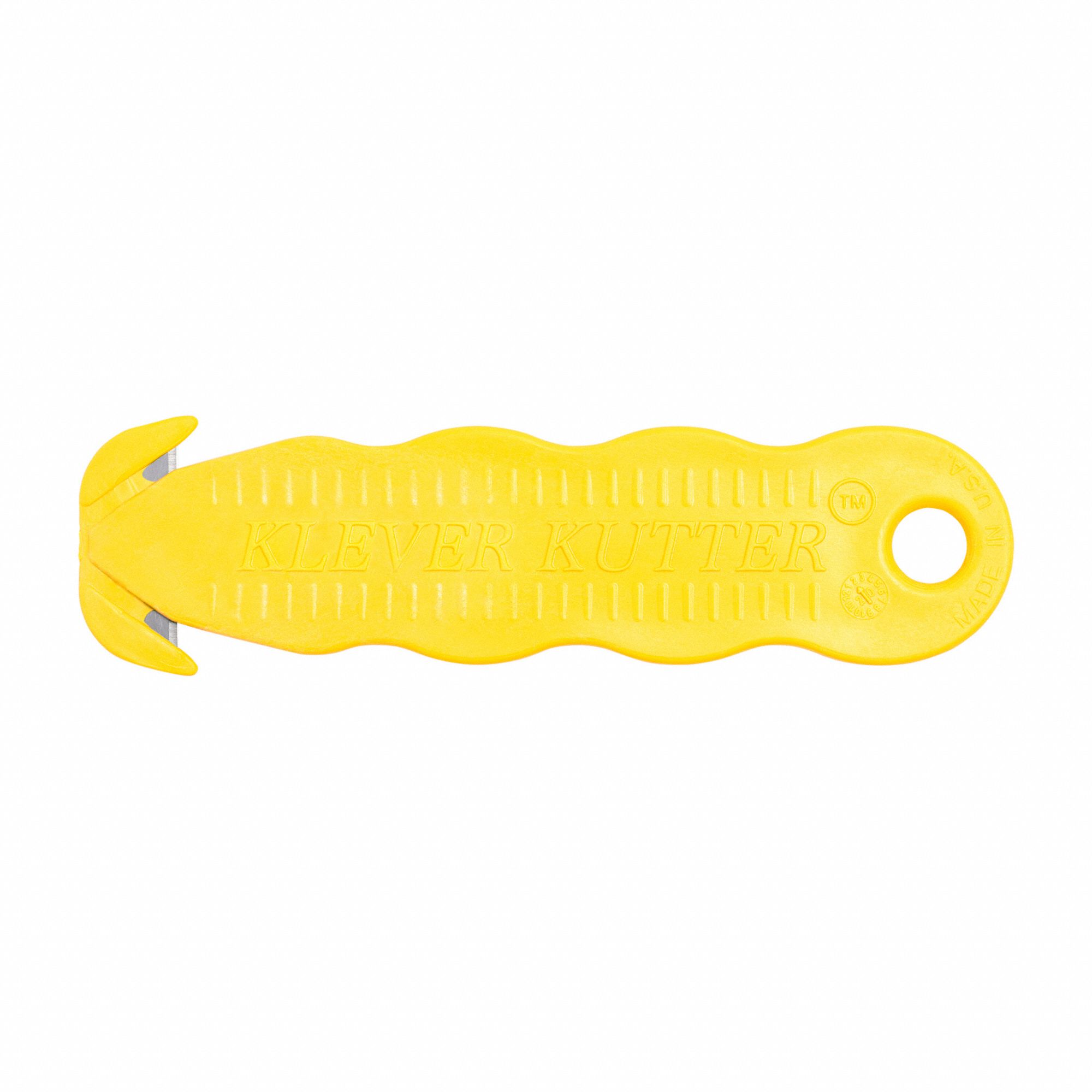 Klever Kutter Safety Cutter,Disp,4-3/4 inch,Yellow,PK100 KCJ-1Y-100