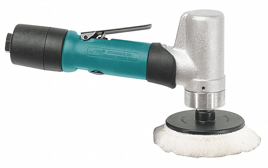 AIR POLISHER, ROTARY, 3 IN PAD, 3 IN MAX, HOOK AND LOOP, 0.4 HP, 24 CFM, OFFSET, 3,200 RPM
