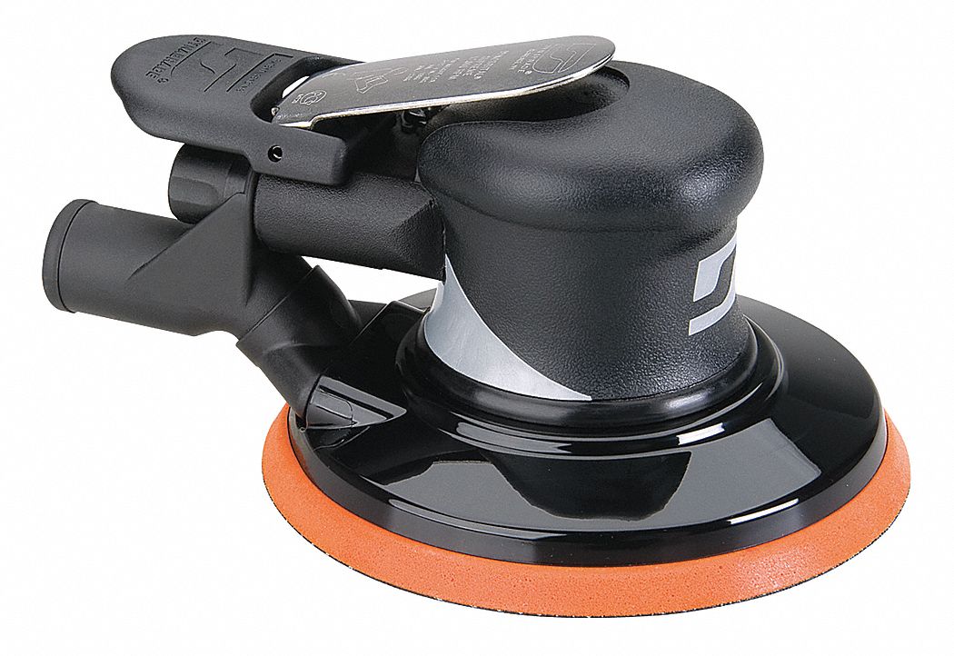 AIR ORBITAL SANDER, 6 IN, ADHESIVE-BACKED, 3/16 IN ORBIT, CENTRAL VACUUM, HEAVYWEIGHT, NPT
