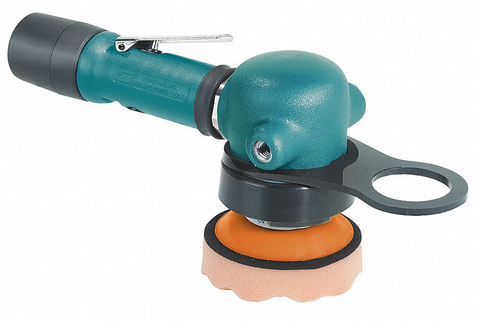 AIR POLISHER, RANDOM ORBITAL, 3 IN PAD, 5 IN MAX, HOOK AND LOOP, 0.16 HP, 20 CFM, REAR
