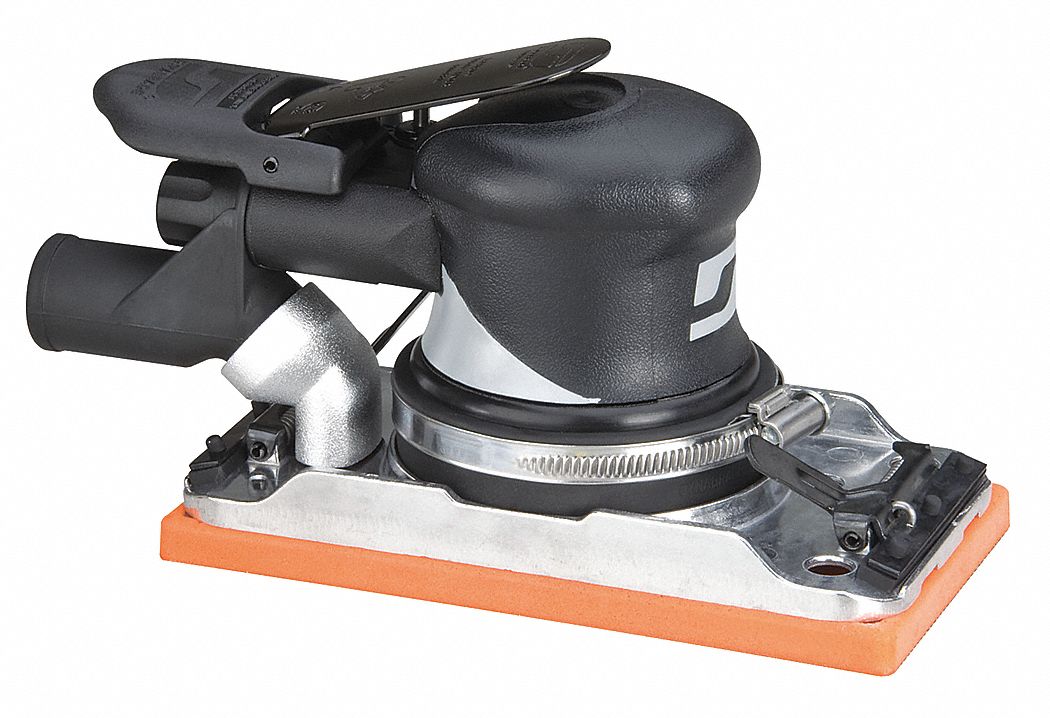 Air Sheet Sander: Orbital, 0.28 hp, 18 cfm, Central Vacuum, 10, 000 RPM Max