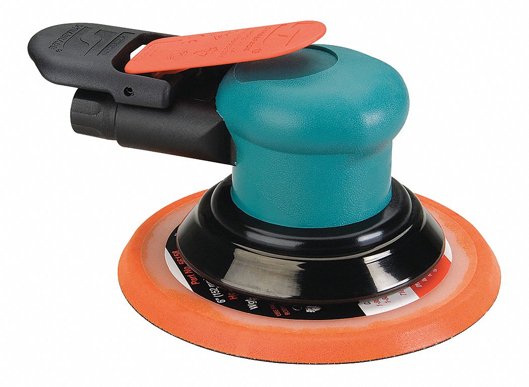 AIR ORBITAL SANDER, 6 IN, ADHESIVE-BACKED, 3/8 IN ORBIT, NON-VACUUM, LIGHTWEIGHT, 0.3 HP
