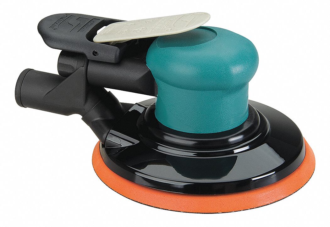 DYNABRADE Air Random Orbital Sander 6 in Pad Size, Vinyl or Hook, 3/16