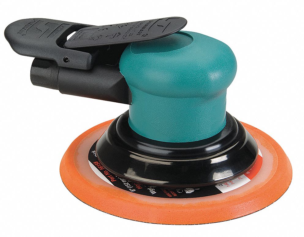 AIR ORBITAL SANDER, 6 IN, ADHESIVE-BACKED, 3/32 IN ORBIT, NON-VACUUM, LIGHTWEIGHT, 0.3 HP