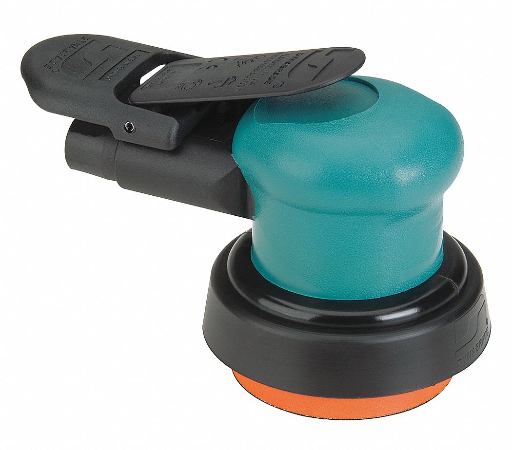 Air Orbital Sander: 3 in, Adhesive-Backed, 3/32 in Orbit, Non-Vacuum, Lightweight, 0.3 hp