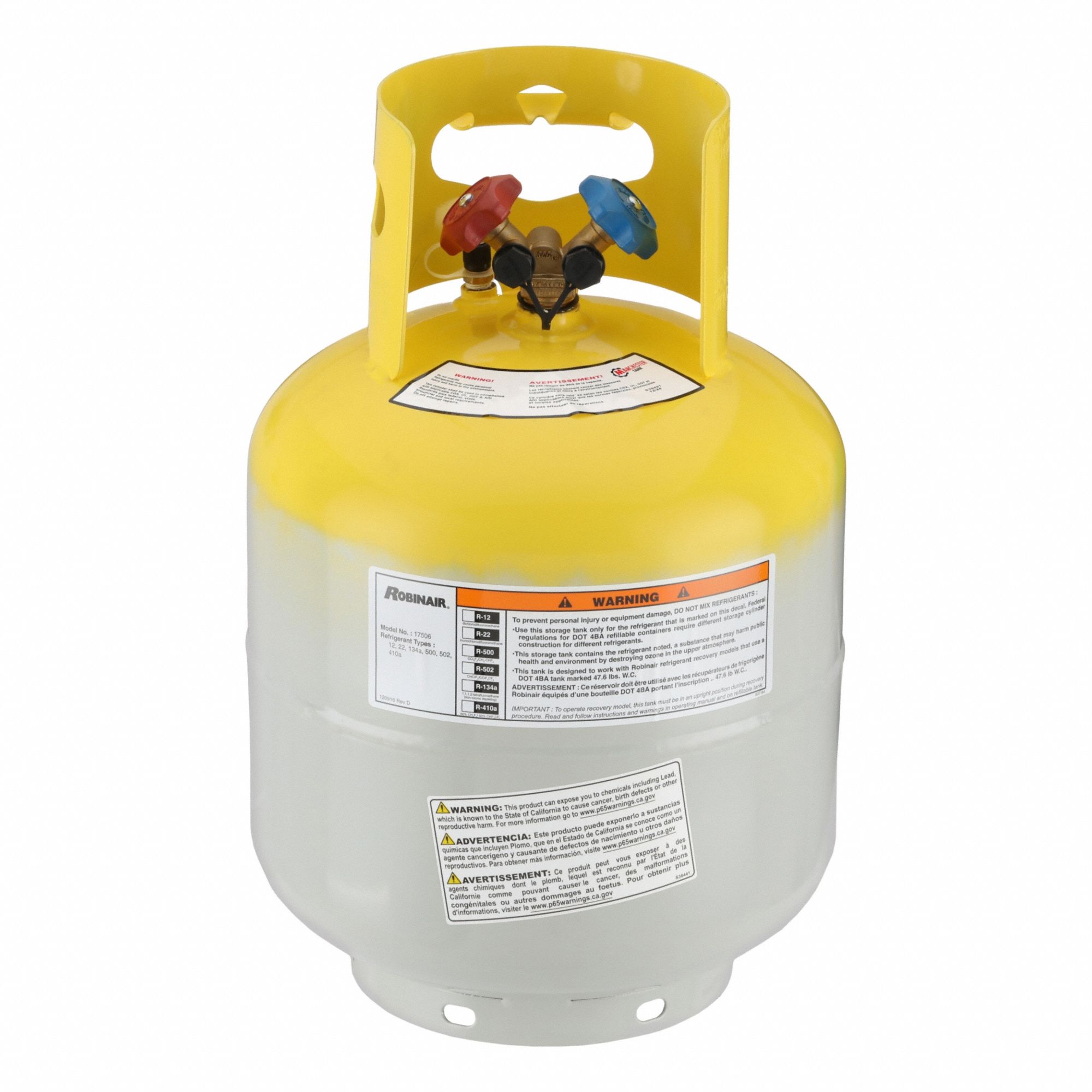 Refrigerant Recovery Cylinder: Automotive A/C/Refrigerant Recovery Systems, Steel, 1 Pieces