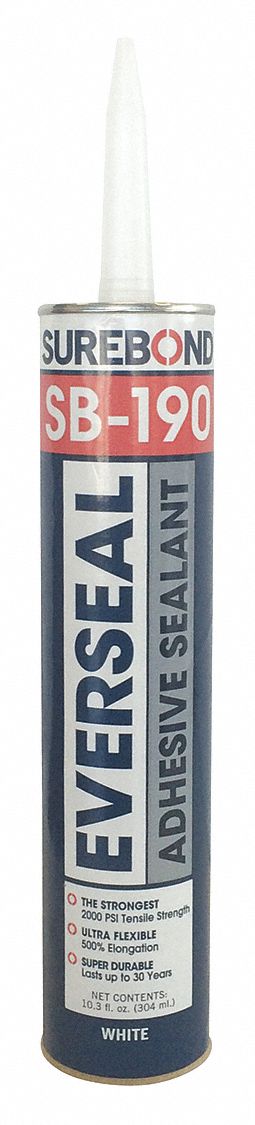 Hybrid Sealant: SB-190, White, 10 oz Container Size, Cartridge